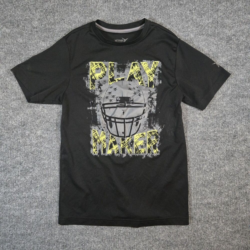 Active Old Navy Boys Large L Play Maker Football Graphic Athletic T-Shirt Black